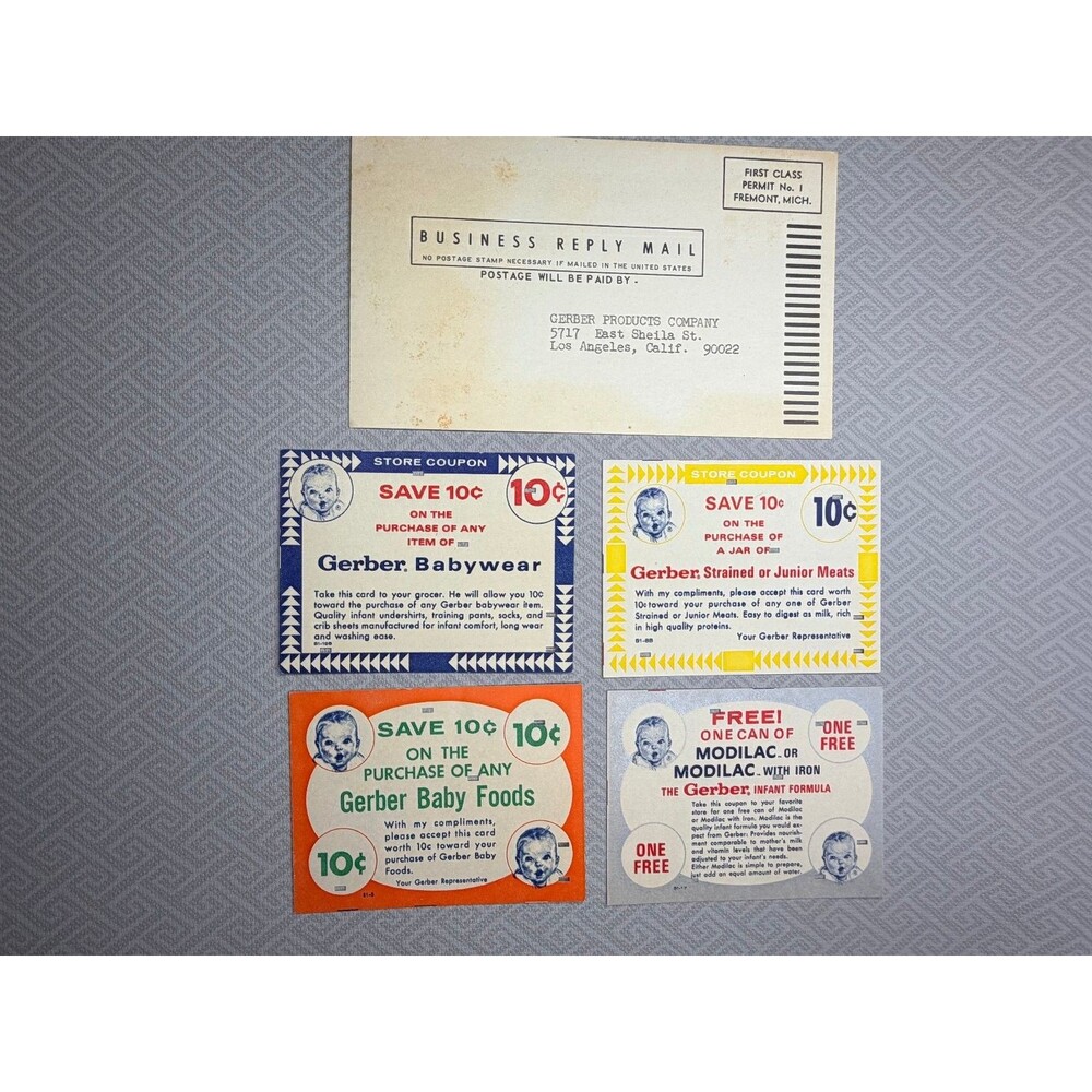 Vintage Gerber Baby Food Formula Coupons Ephemera Lot (4) 1960s Mailer Card